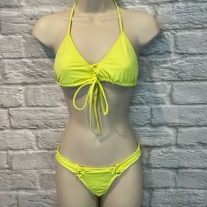 Tyler Rose Swimwear Size 1 (Top) Size 3 (Bottom) Neon Yellow 2 Piece Bikini Set